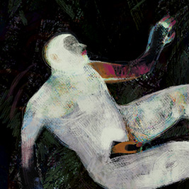 Hombre en lel bosque verde