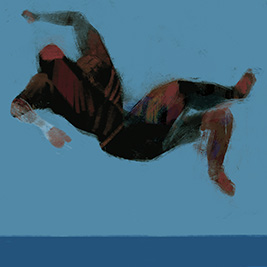 Hombre que cae y cae